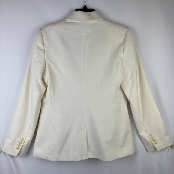 Small Double Breasted Blazer White Cream Long Sleeve Button Close Lapel Pockets - Picture 9 of 12